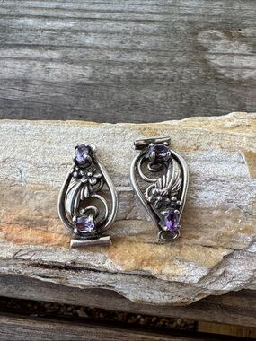 Carol Felley Sterling Silver Watch Tips with Amethyst